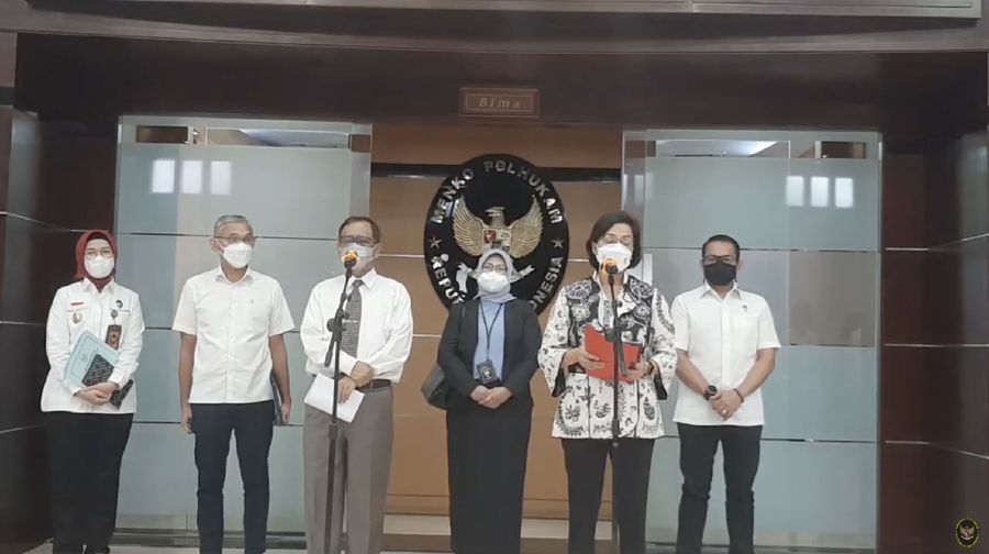 Menteri Keuangan, Sri Mulyani Saat Konferensi Pers Progres Pelaksanaan Tugas Satgas BLBI .(Tangkapan Layar Youtube Kemenko Polhukam RI)
