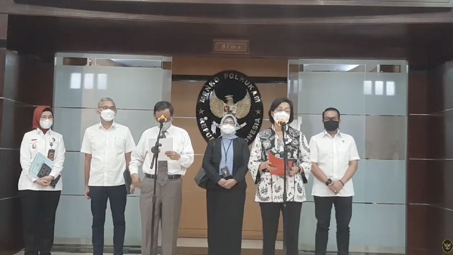 Menteri Keuangan, Sri Mulyani Saat Konferensi Pers Progres Pelaksanaan Tugas Satgas BLBI .(Tangkapan Layar Youtube Kemenko Polhukam RI)