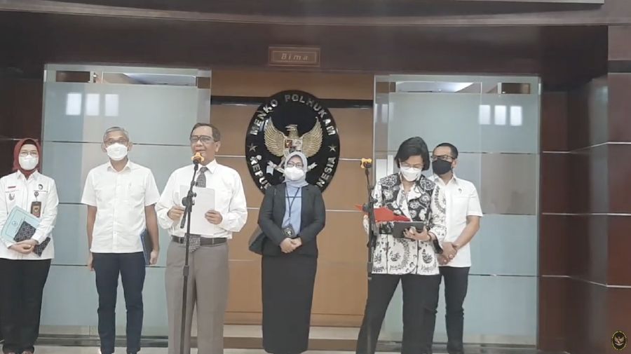 Menteri Koordinator Bidang Politik, Hukum dan Keamanan (Menko Polhukam) Mahfud MD Saat Konferensi Pers Progres Pelaksanaan Tugas Satgas BLBI .(Tangkapan Layar Youtube Kemenko Polhukam RI)