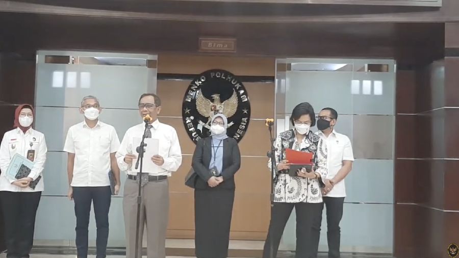 Menteri Koordinator Bidang Politik, Hukum dan Keamanan (Menko Polhukam) Mahfud MD Saat Konferensi Pers Progres Pelaksanaan Tugas Satgas BLBI .(Tangkapan Layar Youtube Kemenko Polhukam RI)
