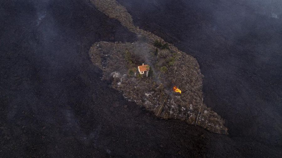 Screen grab from a video taken by a night drone shows a volcano erupting and tongues of lava in La Palma, Spain September 22, 2021. Spanish Emergency Military Unit (UME)/Reuters TV/Handout via REUTERS  THIS IMAGE HAS BEEN SUPPLIED BY A THIRD PARTY.