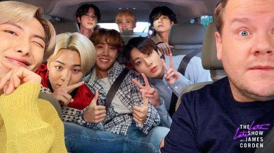 James Corden dan boyband BTS. (tangkapan Layar via @latelateshow)