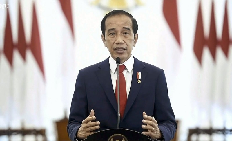 Indonesia’s President Joko Widodo remotely addresses the 76th Session of the U.N. General Assembly by pre-recorded video in New York City, U.S., September 22, 2021. REUTERS/Eduardo Munoz/Pool