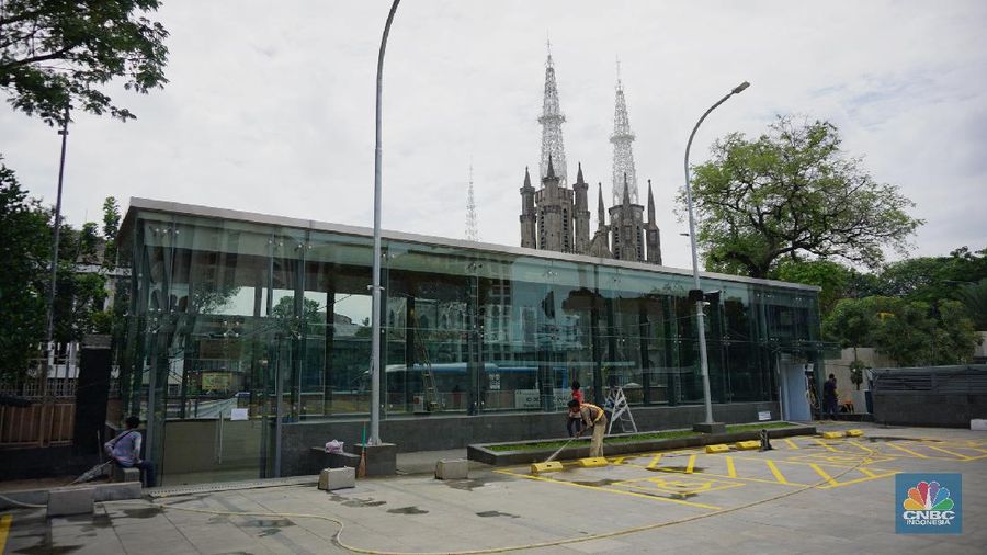 Terowongan Silaturahmi yang menghubungkan Masjid Istiqlal dengan Gereja Katedral Jakarta.  (CNBC Indonesia/ Tri Susilo)