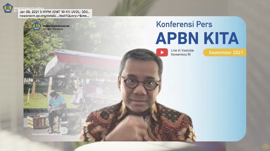Wakil Menteri Keuangan (Wamenkeu) Suahasil Nazara Saat Konferensi Pers APBN KITA September 2021. (Tangkapan Layar Youtube Kemenkeu RI)
