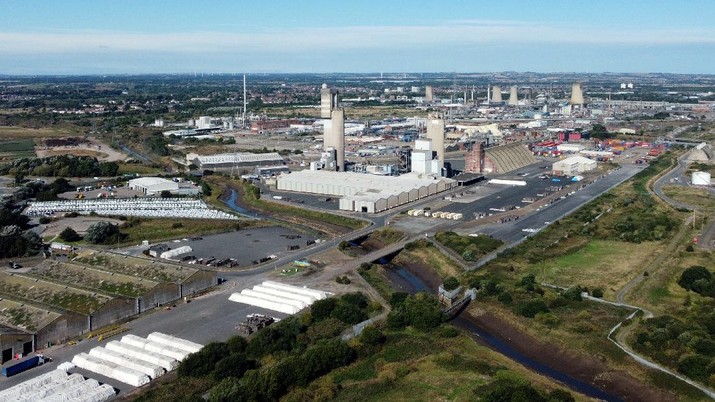 A general view of the CF industries plant in Billingham, Britain September 22, 2021. Picture taken with a drone. REUTERS/Lee Smith