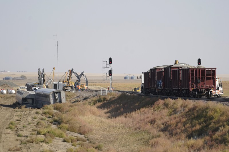Kereta Amtrak anjlok di Montana. (AP/Ted S. Warren)