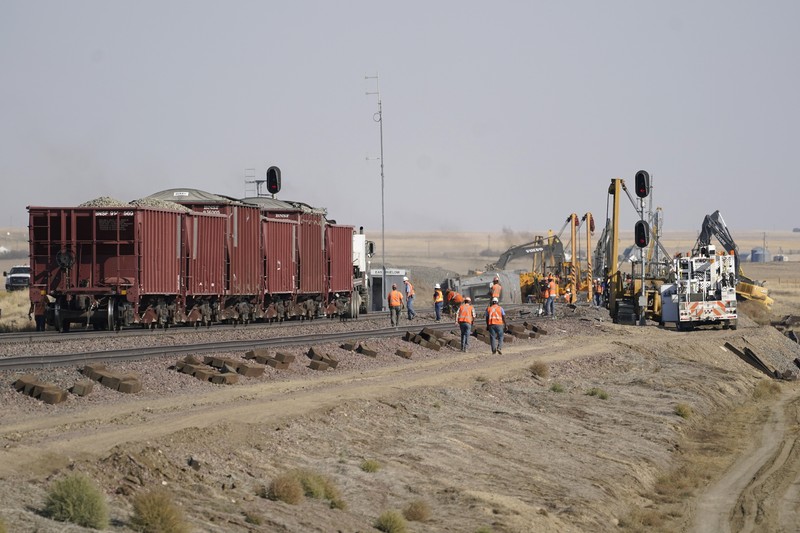 Kereta Amtrak anjlok di Montana. (AP/Ted S. Warren)