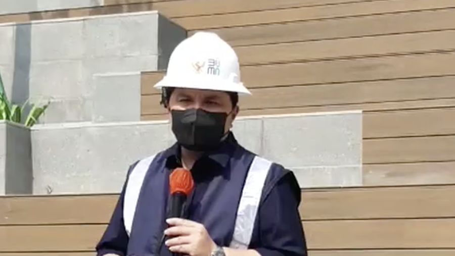 Menteri BUMN, Ercik Tohir meninjau progress renovasi Sarinah. (Dok: Tangkapan layar ig kementerianbumn)