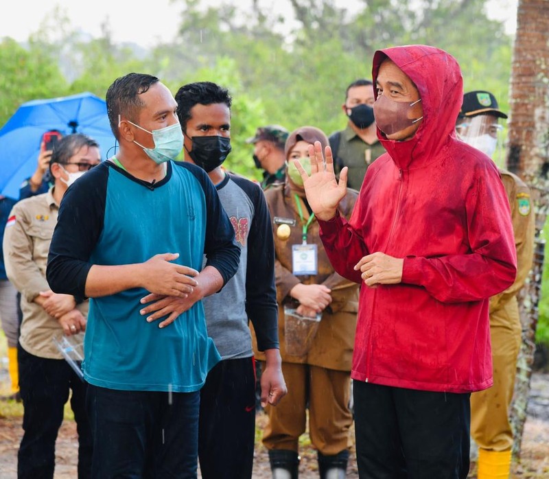 Presiden Joko Widodo menanam Mangrove bersama masyarakat di Batam. (Dok: Biro Pers Sekretariat Presiden)