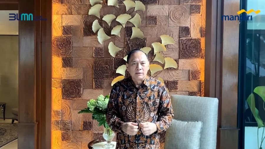 Agus Dermawan Wintarto Martowardojo di acara Launching Livin & Kopra by Mandiri, HUT Mandiri 23 (Tangkapan Layar Youtube)