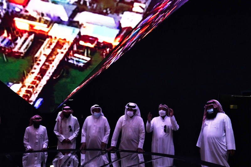 Dubai Expo Russia Pavilion People visit the Russia pavilion during the first day of the Dubai Expo 2020 in Dubai, United Arab Emirates, Friday, Oct, 1, 2021. (AP Photo/Kamran Jebreili)