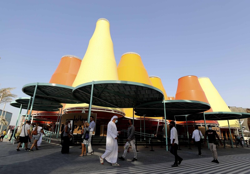 Dubai Expo Russia Pavilion People visit the Russia pavilion during the first day of the Dubai Expo 2020 in Dubai, United Arab Emirates, Friday, Oct, 1, 2021. (AP Photo/Kamran Jebreili)