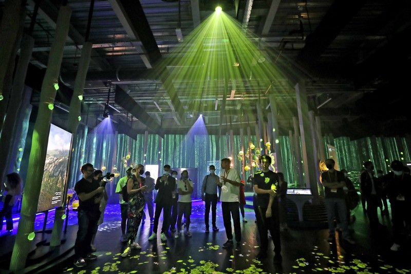 Dubai Expo Russia Pavilion People visit the Russia pavilion during the first day of the Dubai Expo 2020 in Dubai, United Arab Emirates, Friday, Oct, 1, 2021. (AP Photo/Kamran Jebreili)