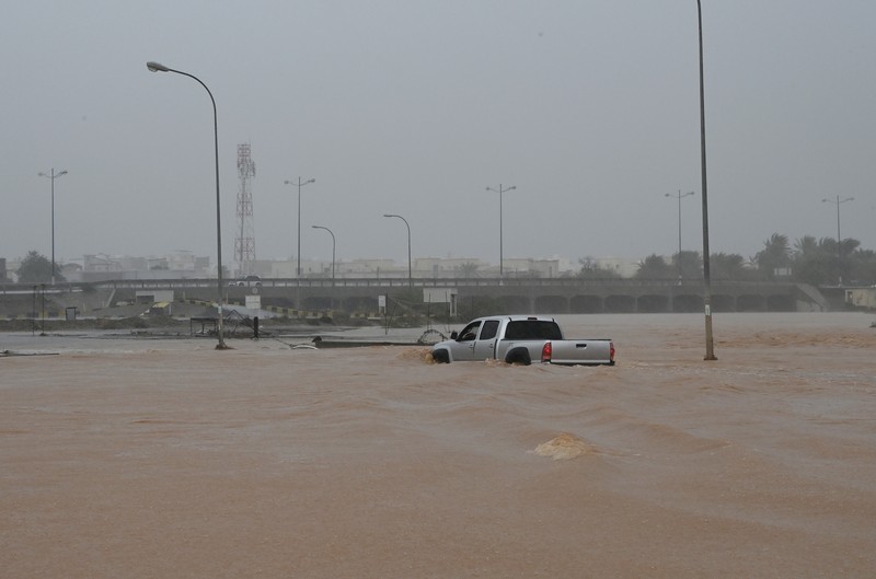 Flooded streets are seen as Cyclone Shaheen makes landfall in Muscat Oman, October 3, 2021. REUTERS/Sultan Al Hassani NO RESALES. NO ARCHIVES