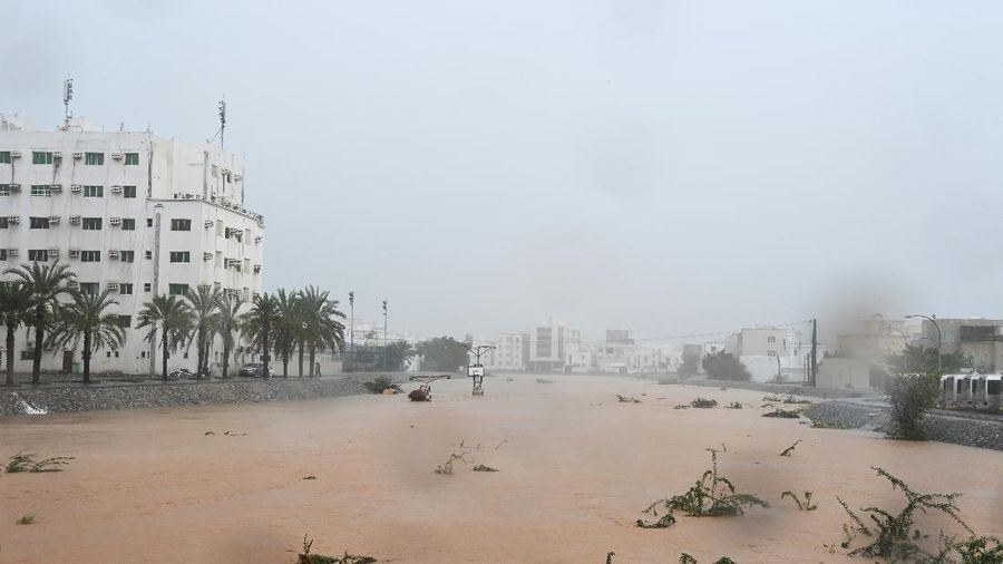 Flooded streets are seen as Cyclone Shaheen makes landfall in Muscat Oman, October 3, 2021. REUTERS/Sultan Al Hassani NO RESALES. NO ARCHIVES