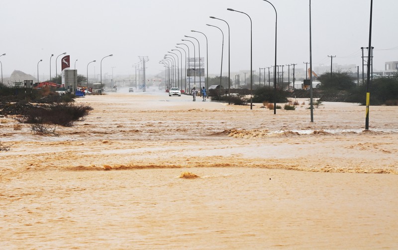 Flooded streets are seen as Cyclone Shaheen makes landfall in Muscat Oman, October 3, 2021. REUTERS/Sultan Al Hassani NO RESALES. NO ARCHIVES