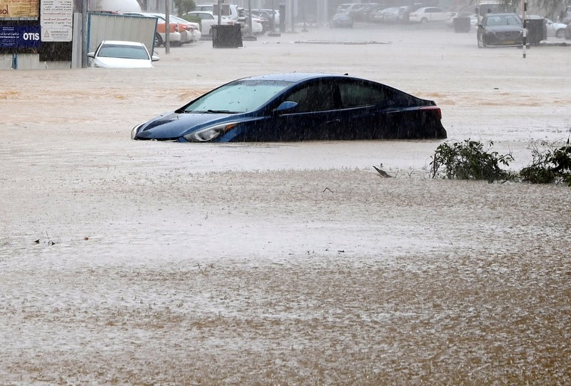 Flooded streets are seen as Cyclone Shaheen makes landfall in Muscat Oman, October 3, 2021. REUTERS/Sultan Al Hassani NO RESALES. NO ARCHIVES
