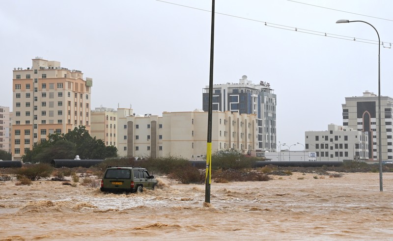 Flooded streets are seen as Cyclone Shaheen makes landfall in Muscat Oman, October 3, 2021. REUTERS/Sultan Al Hassani NO RESALES. NO ARCHIVES
