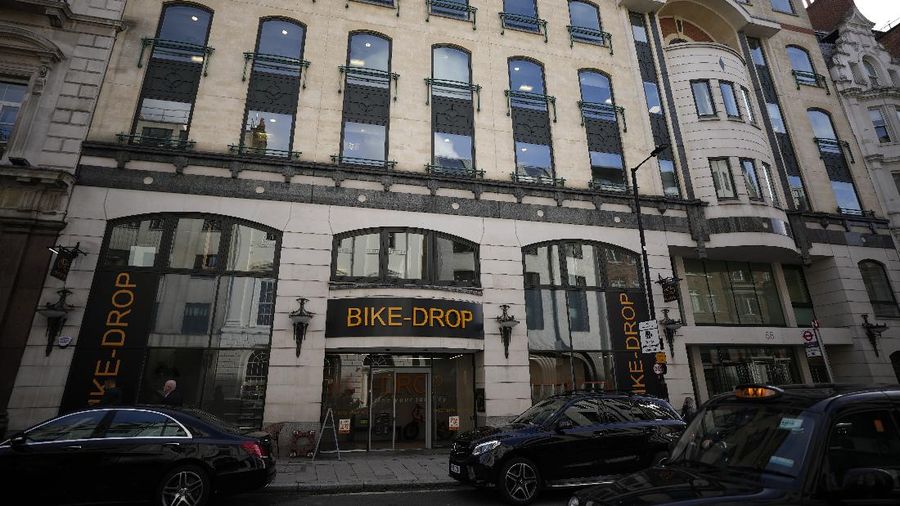 An exterior view of 56-60 Conduit Street in the Mayfair district of London, Monday, Oct. 4, 2021. The property is linked to Azerbaijani President Ilham Aliyev in a new report dubbed the Pandora Papers that sheds light on how world leaders, powerful politicians, billionaires and others have used offshore accounts to shield assets collectively worth trillions of dollars over the past quarter-century. (AP Photo/Matt Dunham)