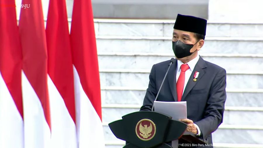 Upacara Peringatan Ke-76 Hari Tentara Nasional Indonesia, 5 Oktober 2021 (Tangkapan Layar Youtube Sekretariat Presiden)