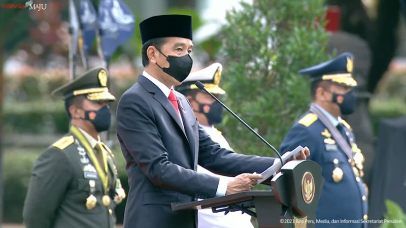 Upacara Peringatan Ke-76 Hari Tentara Nasional Indonesia, 5 Oktober 2021 (Tangkapan Layar Youtube Sekretariat Presiden)