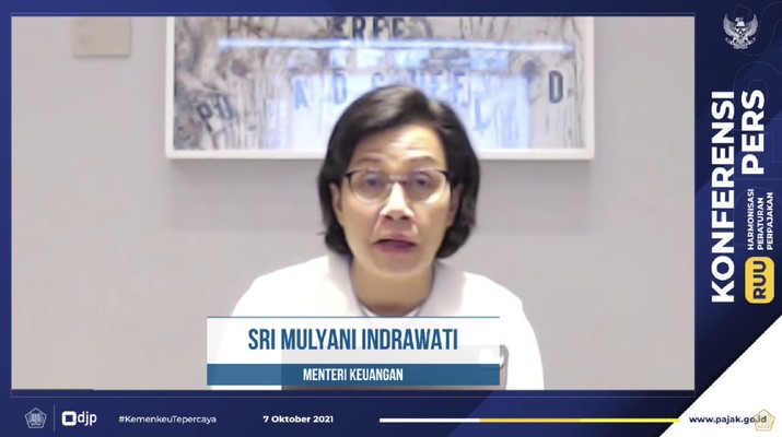 Menteri Keuangan Sri Mulyani di Konferensi Pers RUU tentang Harmonisasi Peraturan Perpajakan (RUU HPP) (Tangkapan Layar Youtube Kemenkeu RI)
