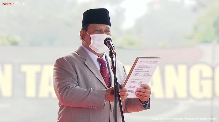 Menteri Pertahanan Prabowo Subianto di Upacara Penetapan Komponen Cadangan Tahun 2021, Pusdiklatpassus, Bandung Barat, 7 Oktober 2021 Menteri Pertahanan Prabowo Subianto di Upacara Penetapan Komponen Cadangan Tahun 2021, Pusdiklatpassus, Bandung Barat, 7 Oktober 2021
