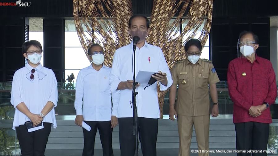 Keterangan Pers Presiden Usai Tinjau Lokasi KTT G20 Indonesia 2022, Nusa Dua, Bali, 8 Okt 2021. (Tangkapan Layar Youtube)