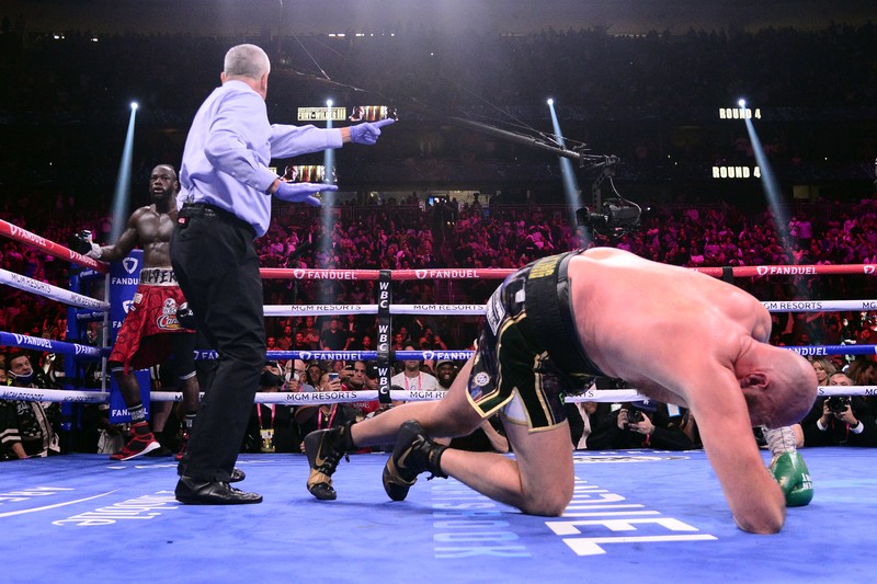 Boxing - Tyson Fury v Deontay Wilder - WBC Heavyweight Title - T-Mobile Arena, Las Vegas, Nevada, U.S. - October 9, 2021  Tyson Fury in action against Deontay Wilder REUTERS/Steve Marcus     TPX IMAGES OF THE DAY