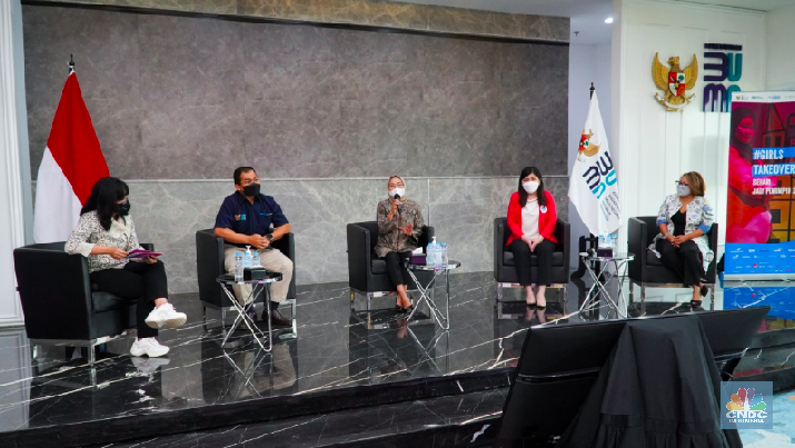 Konferensi pers acara Perempuan di BUMN, 11 Oktober 2021, Monica Wareza/CNBC Indonesia