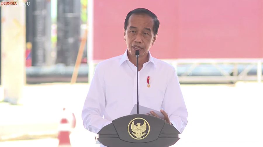 Presiden Joko Widodo Saat Groundbreaking Pembangunan Smelter PT Freeport Indonesia, KEK Gresik, 12 Oktober 2021.