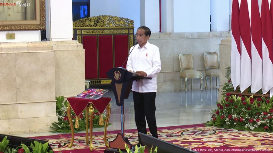 Pengarahan Presiden Joko Widodo pada Peserta PPSA XXIII dan PPRA LXII Tahun 2021 LKNRI, 13 Oktober 2021. (Tangkapan Layar Youtube Sekretariat Presiden)