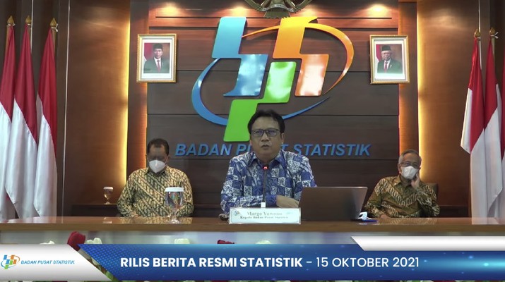 Kepala BPS, Margo Yuwono dalam Konferensi pers Kepala BPS terkait ekspor & impor Indonesia September 2021 hingga pola perdagangan komoditas strategis tahun 2021 Kepala BPS, Margo Yuwono dalam Konferensi pers Kepala BPS terkait ekspor & impor Indonesia September 2021 hingga pola perdagangan komoditas strategis tahun 2021. (Tangkapan Layar Youtube BPS Statistics)