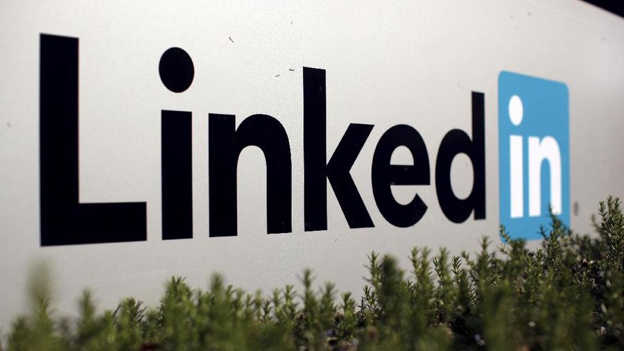 FILE PHOTO: The logo for LinkedIn Corporation is shown in Mountain View, California, U.S. February 6, 2013. REUTERS/Robert Galbraith//File Photo