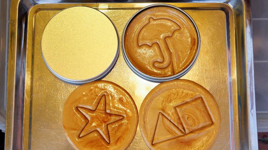 A view shows Dalgona candy from the Korean Netflix series 