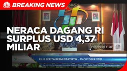 September 2021, Neraca Dagang RI Surplus USD 4,37 Miliar