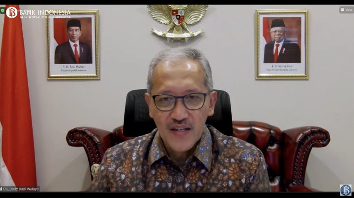 Pengumuman hasil rapat dewan Gubernur bulanan Oktober 2021 cakupan triwulanan, Selasa (19/10/2021). (Tangkapan layar youtube Bank Indonesia).