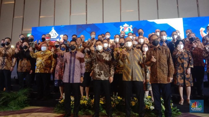 KADIN Lantik Pengurus Baru Masa Bakti 2021-2026. (CNBC Indonesia/Eqqi Syahputra)