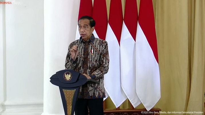Presiden Jokowi Saat Peresmian Pembukaan Apkasi Otonomi Expo Presiden Jokowi Saat Peresmian Pembukaan Apkasi Otonomi Expo Tahun 2021, Istana Kepresidenan Bogor, 20 Oktober 2021 (Tangkapan Layar Youtube Sekretariat Presiden)