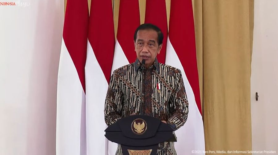 Presiden Jokowi Saat Peresmian Pembukaan Apkasi Otonomi Expo Tahun 2021, Istana Kepresidenan Bogor, 20 Oktober 2021 (Tangkapan Layar Youtube Sekretariat Presiden)