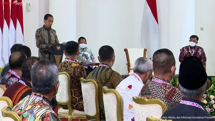 Presiden Jokowi Saat Peresmian Pembukaan Apkasi Otonomi Expo Tahun 2021, Istana Kepresidenan Bogor, 20 Oktober 2021 (Tangkapan Layar Youtube Sekretariat Presiden)