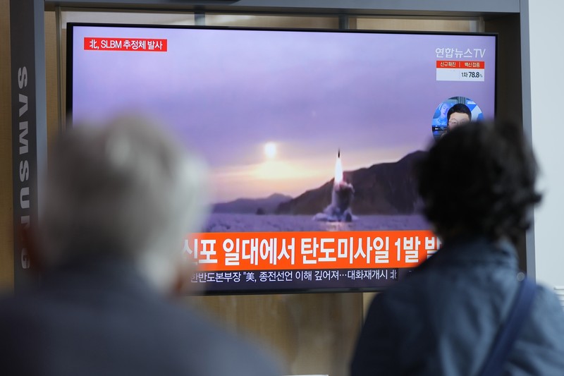 This photo provided by the North Korean government shows a ballistic missile launched from a submarine Tuesday, Oct. 19, 2021, in North Korea. North Korea announced Wednesday, Oct. 20, 2021 that it had tested a newly developed missile designed to be launched from a submarine, the first such weapons test in two years and one it says will bolster its military’s underwater operational capability. Independent journalists were not given access to cover the event depicted in this image distributed by the North Korean government. The content of this image is as provided and cannot be independently verified. Korean language watermark on image as provided by source reads: 
