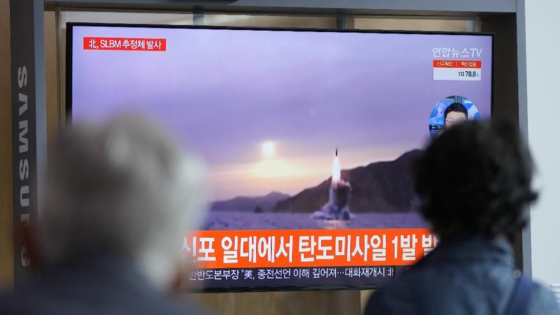 This photo provided by the North Korean government shows a ballistic missile launched from a submarine Tuesday, Oct. 19, 2021, in North Korea. North Korea announced Wednesday, Oct. 20, 2021 that it had tested a newly developed missile designed to be launched from a submarine, the first such weapons test in two years and one it says will bolster its military’s underwater operational capability. Independent journalists were not given access to cover the event depicted in this image distributed by the North Korean government. The content of this image is as provided and cannot be independently verified. Korean language watermark on image as provided by source reads: 