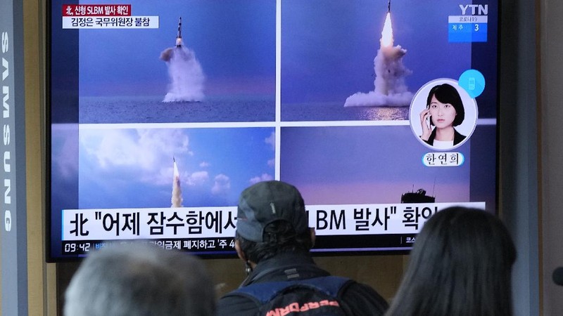 This photo provided by the North Korean government shows a ballistic missile launched from a submarine Tuesday, Oct. 19, 2021, in North Korea. North Korea announced Wednesday, Oct. 20, 2021 that it had tested a newly developed missile designed to be launched from a submarine, the first such weapons test in two years and one it says will bolster its military’s underwater operational capability. Independent journalists were not given access to cover the event depicted in this image distributed by the North Korean government. The content of this image is as provided and cannot be independently verified. Korean language watermark on image as provided by source reads: 