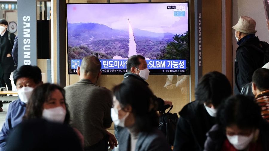 This photo provided by the North Korean government shows a ballistic missile launched from a submarine Tuesday, Oct. 19, 2021, in North Korea. North Korea announced Wednesday, Oct. 20, 2021 that it had tested a newly developed missile designed to be launched from a submarine, the first such weapons test in two years and one it says will bolster its military’s underwater operational capability. Independent journalists were not given access to cover the event depicted in this image distributed by the North Korean government. The content of this image is as provided and cannot be independently verified. Korean language watermark on image as provided by source reads: 
