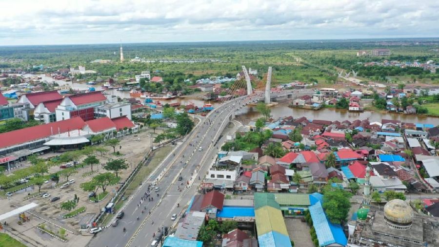 Presiden Jokowi Resmikan Jembatan Sei Alalak, Struktur Unik Cable Stayed Melengkung Asimetrik. (Dok: PUPR)