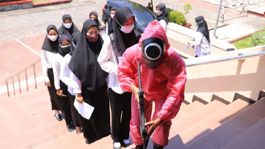 SKD CPNS Kemenkumham Jatim Bernuansa Squid Game. (Dok: Kemenkumham Jatim)