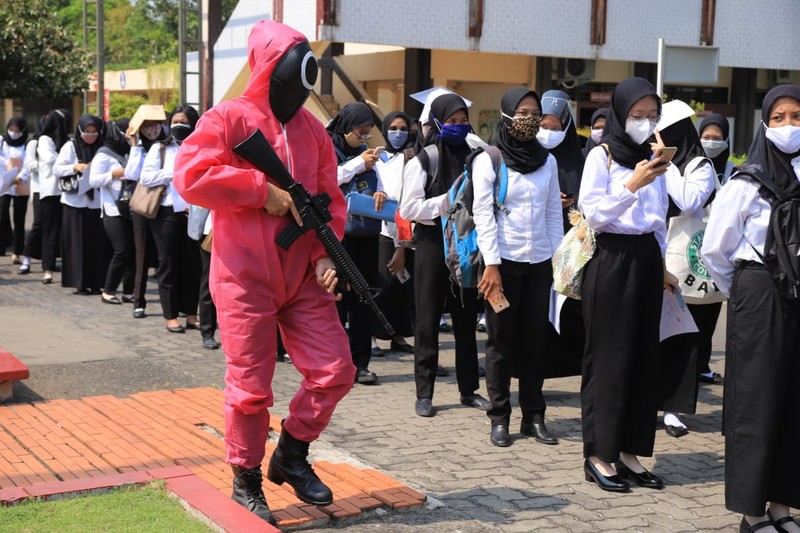 SKD CPNS Kemenkumham Jatim Bernuansa Squid Game. (Dok: Kemenkumham Jatim)