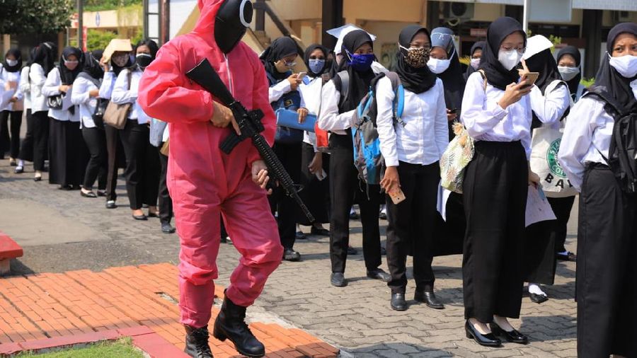 SKD CPNS Kemenkumham Jatim Bernuansa Squid Game. (Dok: Kemenkumham Jatim)